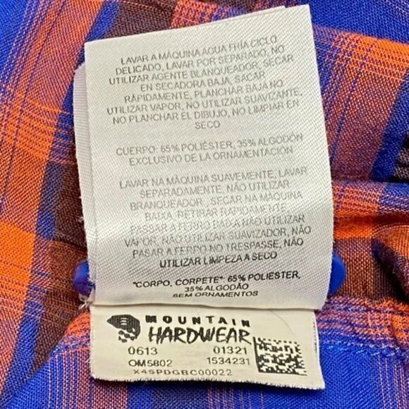 Mountain Hard Wear Button Up Men's XL Blue Red Plaid Cotton Blend Casual Shirt - Picture 9 of 11